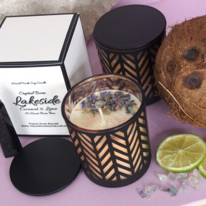 LAKESIDE – Black & Rose Gold Coconut and lime Essential Oil Soy Candles - Image 2