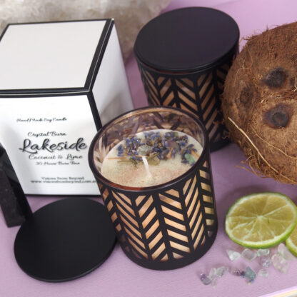 LAKESIDE – Black & Rose Gold Coconut and lime Essential Oil Soy Candles