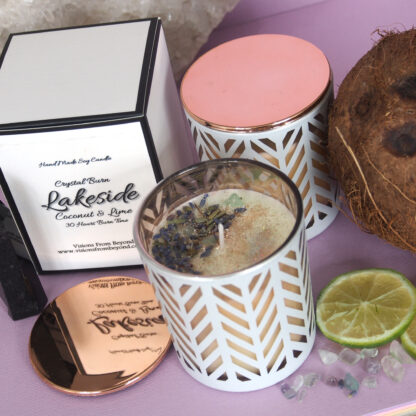 LAKESIDE – White & Rose Gold Coconut and lime Essential Oil Soy Candles