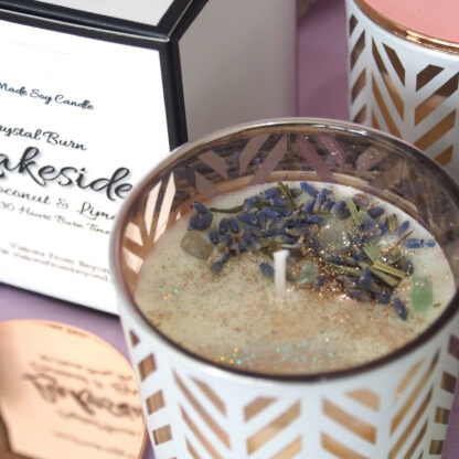 LAKESIDE – White & Rose Gold Coconut and lime Essential Oil Soy Candles - Image 7