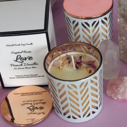 LOVE – White & Rose Gold French Vanilla Essence Soy Candle