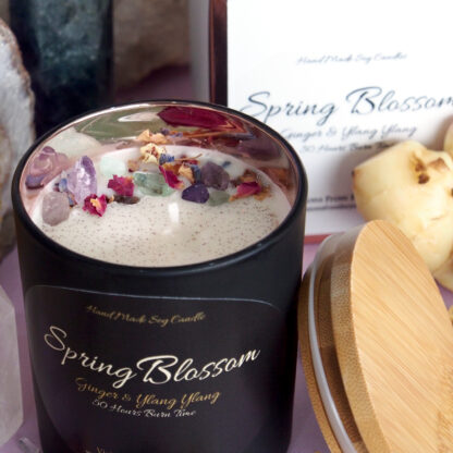 SPRING BLOSSOM – Black & Rose Gold Ginger and Ylang Ylang Essential Oil Soy Candle - Image 3